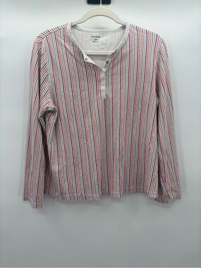 Roller Rabbit Multicolor Striped Long-Sleeve Henley Pajama Top Size Medium